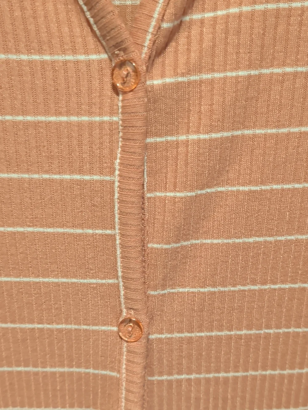 Costal Cardigan Striped V-Neck Button-Front Midi Dress in Coral